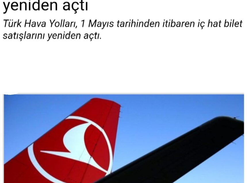 Türk Hava Yolları ( THY) , 1 Mayıs tarihinden itibaren iç hat bilet satışlarını yeniden açtı img