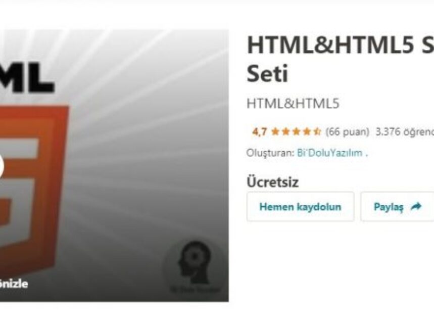 HTML&HTML5 Sıfırdan Kapsamlı Eğitim Seti ( ÜCRETSİZ ) img
