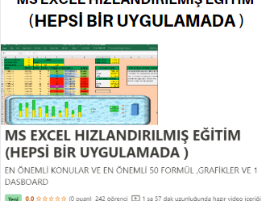 ÜCRETSİZ MS EXCEL HIZLANDIRILMIŞ EĞİTİM (HEPSİ BİR UYGULAMADA) img