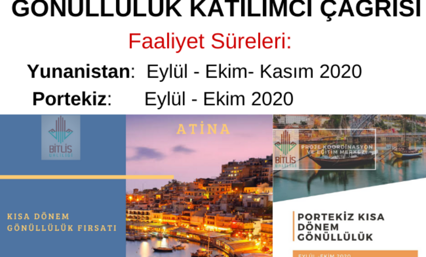 PORTEKİZ ve YUNANİSTAN – KISA DÖNEM GÖNÜLLÜLÜK KATILIMCI ÇAĞRISI img