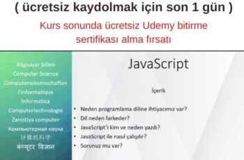 Türkçe JavaScript Kursu ( ücretsiz kaydolmak için son 1 gün ) Türkçe JavaScript Kursu ( ücretsiz kaydolmak için son 1 gün )