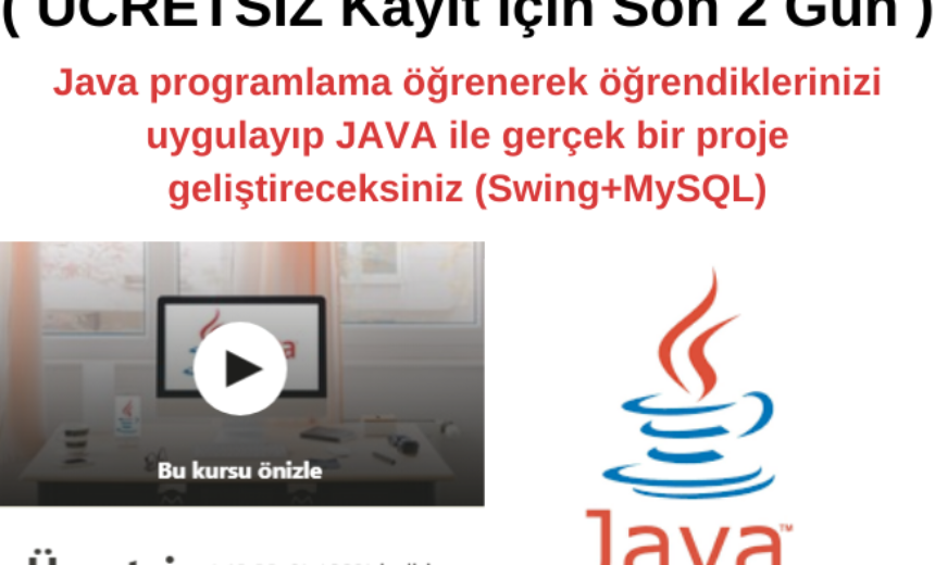 Sıfırdan Kapsamlı Java Eğitimi-2020 ( ÜCRETSİZ Kayıt için Son 2 Gün ) img
