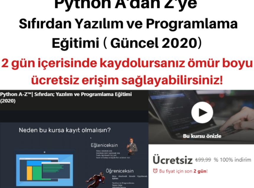 Python A’dan Z’ye | Sıfırdan Yazılım ve Programlama Eğitimi ( Güncel 2020) img
