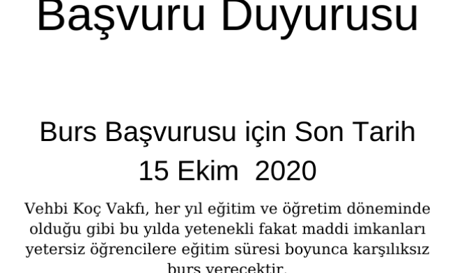 Vehbi Koç Vakfı Burs Başvuru Duyurusu img