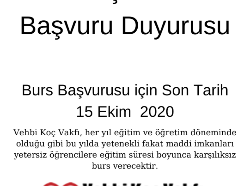 Vehbi Koç Vakfı Burs Başvuru Duyurusu img