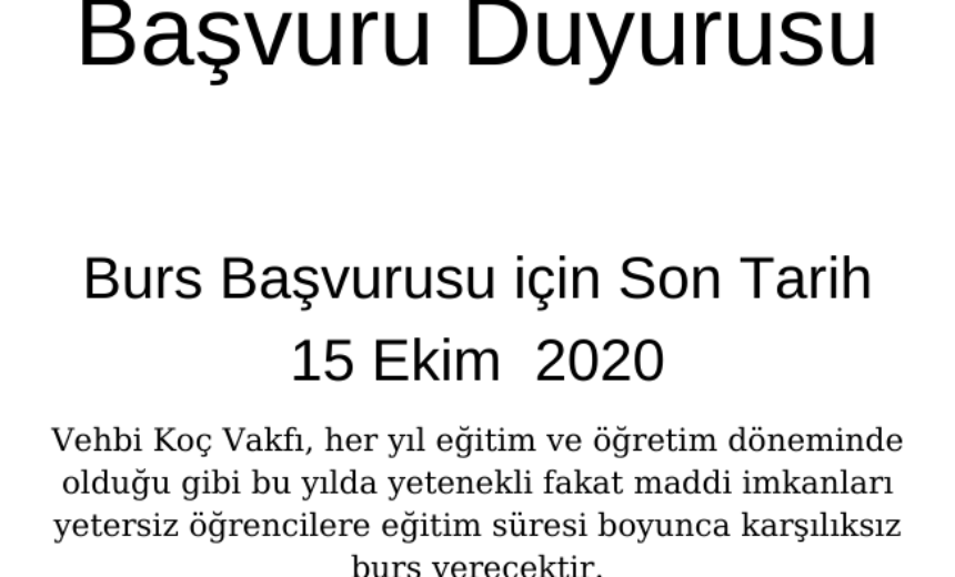 Vehbi Koç Vakfı Burs Başvuru Duyurusu img