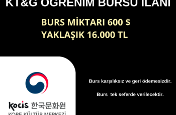 KT&G Öğrenim Bursu İlanı – Burs Miktarı 600 $ KT&G Öğrenim Bursu İlanı – Burs Miktarı 600 $