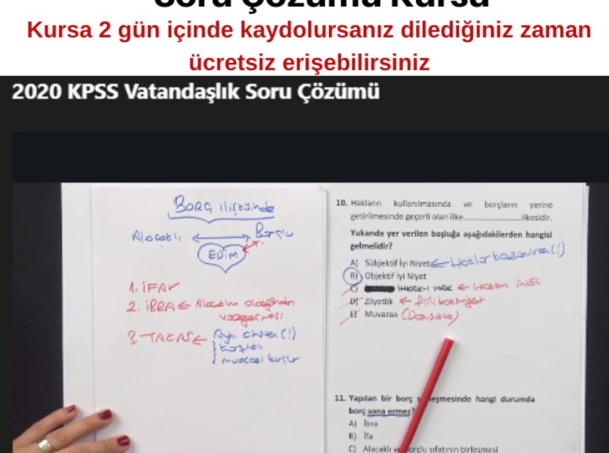 2020 KPSS Vatandaşlık Soru Çözümü Kursu ( 2 gün içinde kaydolursanız ücretsiz ) img