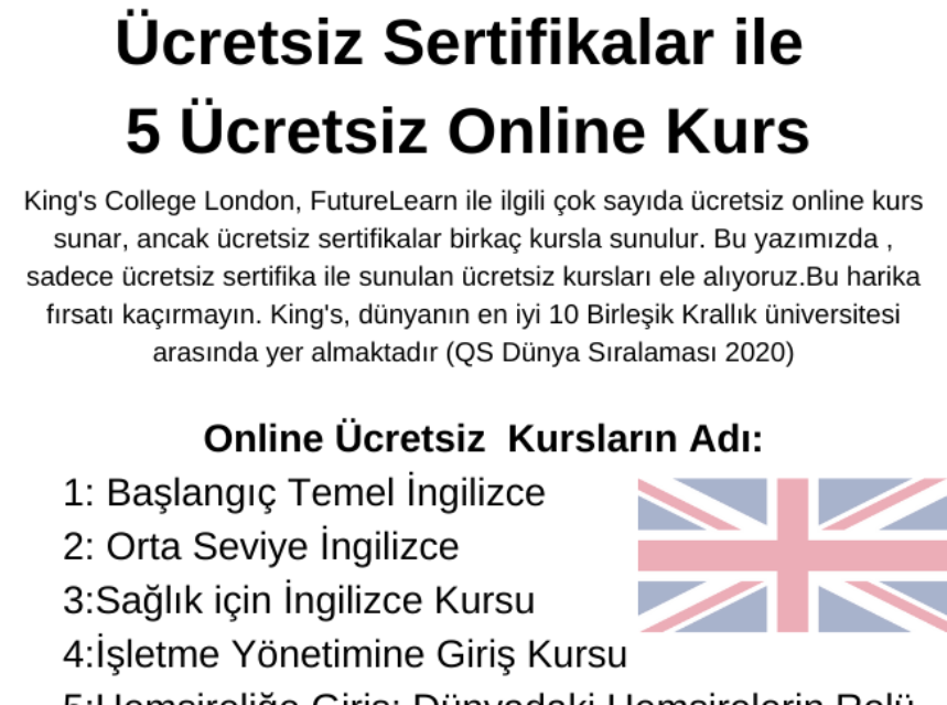 King’s College London’dan Ücretsiz Sertifikalar ile 5 Ücretsiz Online Kurs img