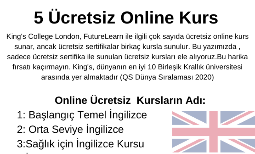 King’s College London’dan Ücretsiz Sertifikalar ile 5 Ücretsiz Online Kurs img