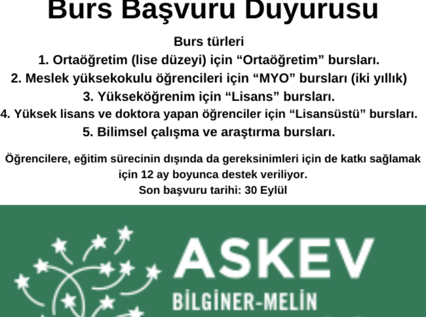 ASKEV 2020-2021 Burs Başvuru Duyurusu img