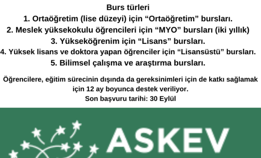 ASKEV 2020-2021 Burs Başvuru Duyurusu img
