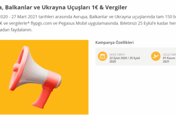 Pegasus Kampanyası – Avrupa, Balkanlar ve Ukrayna Uçuşları 1€ & Vergiler Pegasus Kampanyası – Avrupa, Balkanlar ve Ukrayna Uçuşları 1€ & Vergiler