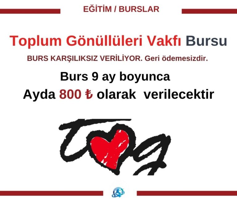 Toplum Gönüllüleri Vakfı Burs Başvurusu