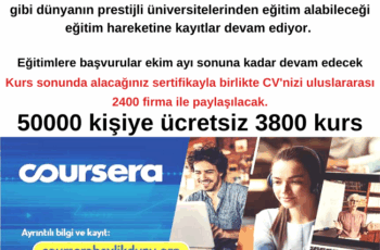 Beylikdüzü Belediyesi ile Coursera işbirliği 100000 kişiye ücretsiz 3800 kurs