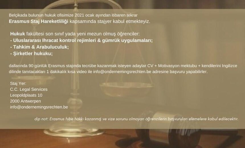 Belçika’da Hukuk Ofisinde Staj Fırsatı img