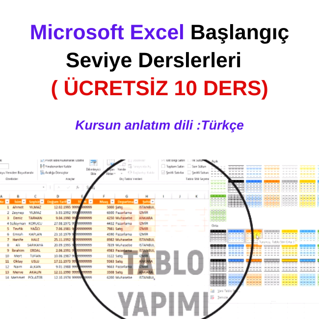 Microsoft Excel Başlangıç Seviye Derslerleri ( ÜCRETSİZ 10 DERS)