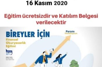 Paramı Yönetebiliyorum Online Finansal Okuryazarlık Eğitimi 16 Kasım 2020