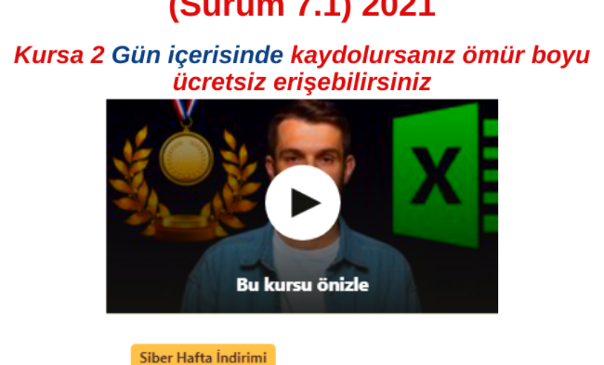 Microsoft Excel A’dan Z’ye 11 Kurs 1 Arada (Sürüm 7.1) 2021 img