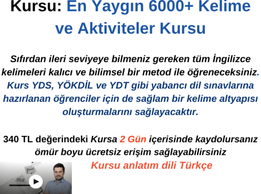 İngilizce Kelime Kursu: En Yaygın 6000+ Kelime ve Aktiviteler Kursu img