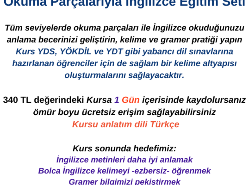 İngilizce Reading | Okuma Parçalarıyla İngilizce Eğitim Seti Kursu img