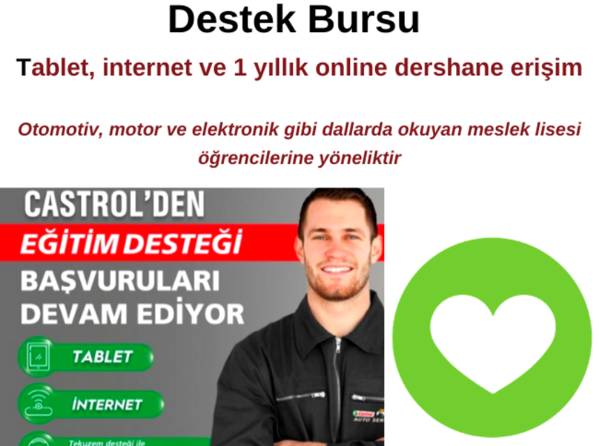 Ahbap ve Castrol ile Eğitime Destek Bursu ( tablet, internet ve 1 yıllık online dershane erişim ) img