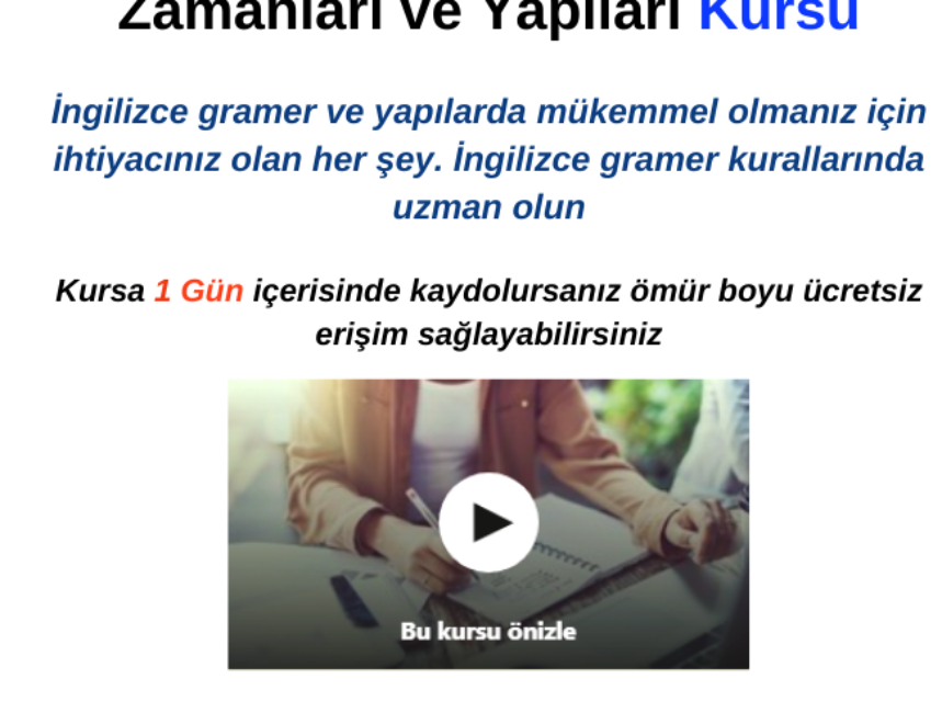 İngilizce Gramer Zamanları ve Yapıları: Temel Kurs img