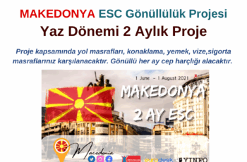 Makedonya Yaz Dönemi 2 Aylık ESC Gönüllülük Projesi