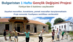 Bulgaristan 1 Hafta Gençlik Değişimi – Türkiye’den 5 katılımcı seçilecektir Bulgaristan 1 Hafta Gençlik Değişimi – Türkiye’den 5 katılımcı seçilecektir