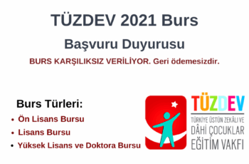 TÜZDEV 2021 Burs Başvuru Duyurusu