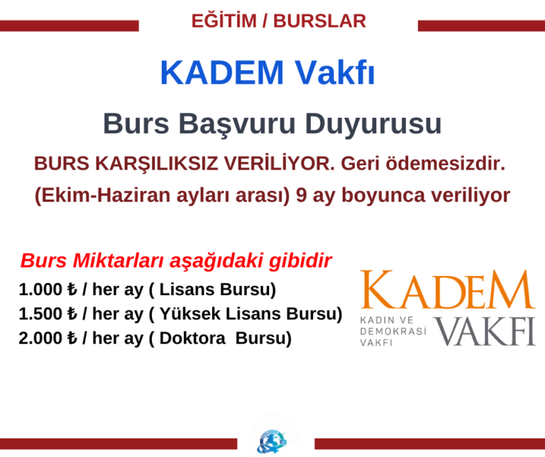 KADEM VAKFI Burs Başvuru Duyurusu