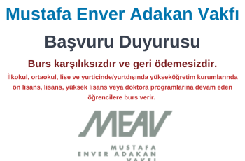 Mustafa Enver Adakan Vakfı Bursu Başvuru Duyurusu