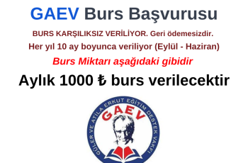 GAEV Burs Duyurusu – Aylık 1000 ₺ verilecektir
