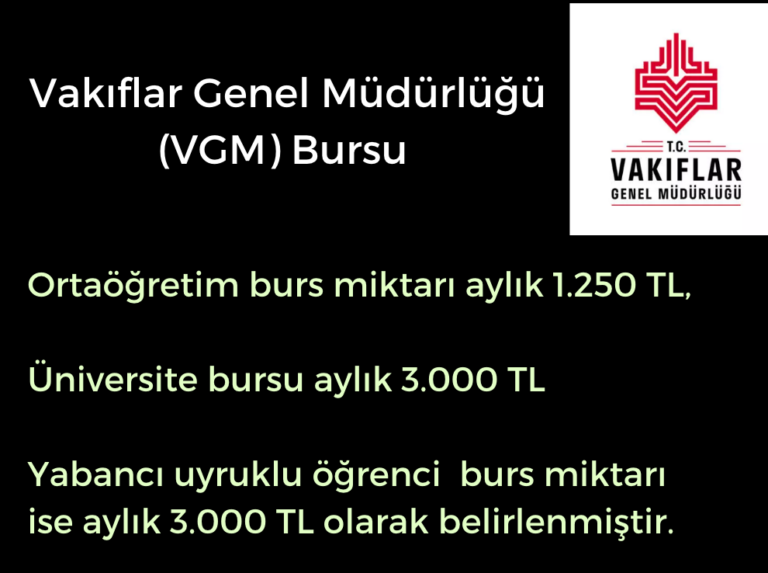 Vakıflar Genel Müdürlüğü (VGM) Burs Başvuru Duyurusu