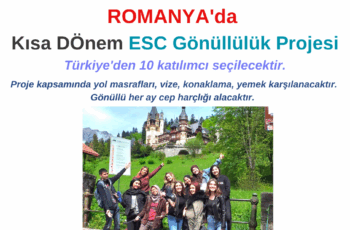 Romanya Kısa Dönem Gönüllülük Projesi – Türkiye’den 10 Katılımcı Seçilecektir Romanya Kısa Dönem Gönüllülük Projesi – Türkiye’den 10 Katılımcı Seçilecektir