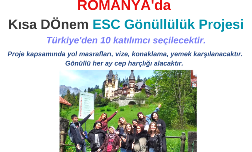 Romanya Kısa Dönem Gönüllülük Projesi – Türkiye’den 10 Katılımcı Seçilecektir img