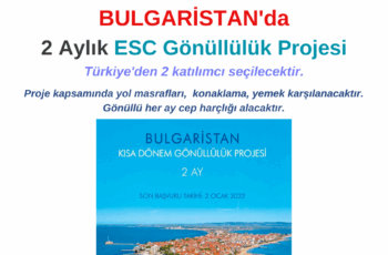 Bulgaristan 2 Aylık ESC Gönüllülük Projesi Bulgaristan 2 Aylık ESC Gönüllülük Projesi