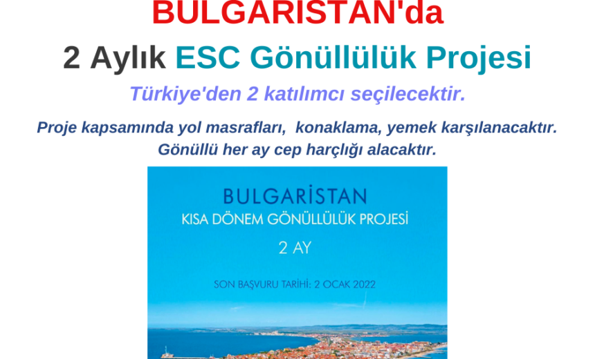 Bulgaristan 2 Aylık ESC Gönüllülük Projesi img