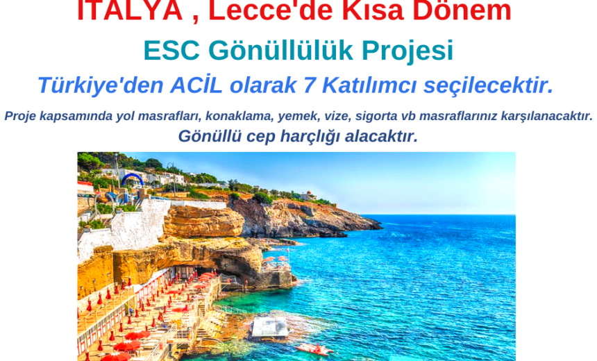 Italya Kısa Dönem Acil 7 Katılımcı Aranıyor img