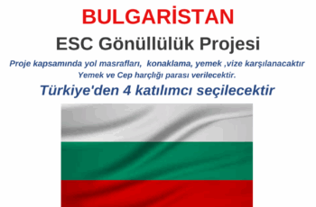 Bulgaristan Kısa Dönem ESC Gönüllülük Projesi – Türkiye’den 4 katılımcı seçilecektir. Bulgaristan Kısa Dönem ESC Gönüllülük Projesi – Türkiye’den 4 katılımcı seçilecektir.