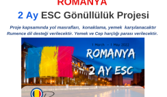 Romanya 2 Ay ESC Gönüllülük Fırsatı Romanya 2 Ay ESC Gönüllülük Fırsatı
