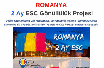 Romanya 2 Ay ESC Gönüllülük Fırsatı Romanya 2 Ay ESC Gönüllülük Fırsatı