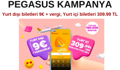 Pegasus Kampanya – Yurt Dışı 9€ + vergi, yurt içi 309.99 TL