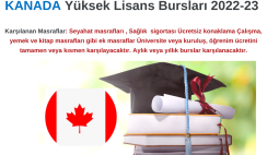 Kanada Yüksek Lisans Bursları 2022-23 | Masraflar Karşılanıyor