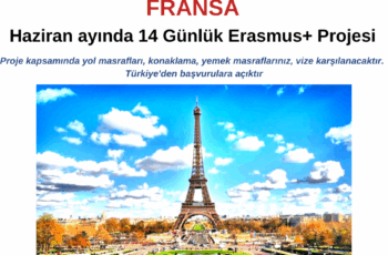 Fransa Haziran ayında 14 Günlük Erasmus+ Projesi
