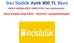 İnci Sözlük Aylık 800 TL Burs