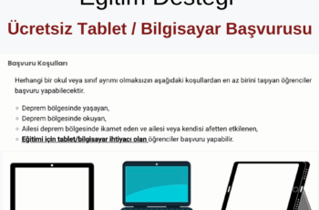 Ücretsiz Tablet / Bilgisayar Başvurusu