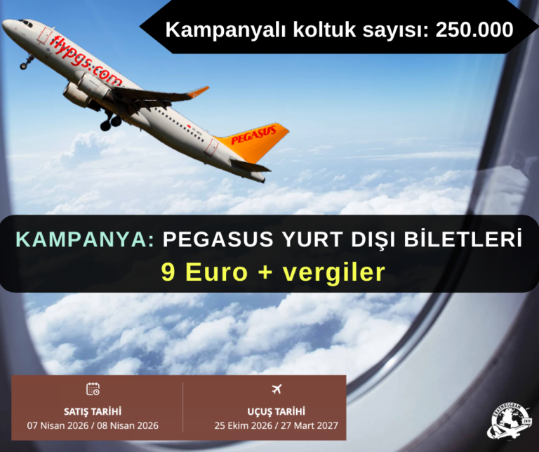 Pegasus Havayolları Yurt dışı Biletleri 9 Euro + Vergilerle