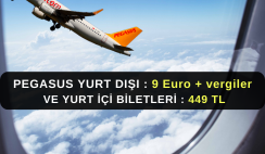 Pegasus Havayolları Yurt Dışı 14 Euro , Yurt İçi 449 TL Kampanya