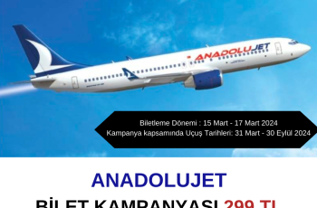 AnadoluJet : 299 TL Bilet Kampanyası